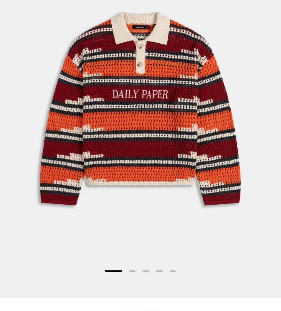 Haute Red Tigerlily Kente Stripe Knit Polo